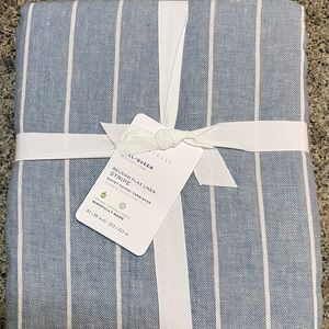 Pottery Barn Full/Queen Belgian Flax Linen Stripe Duvet Cover and Shams